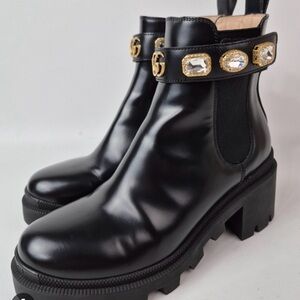 Black Gucci Ankle Boots with removable Embellishments
